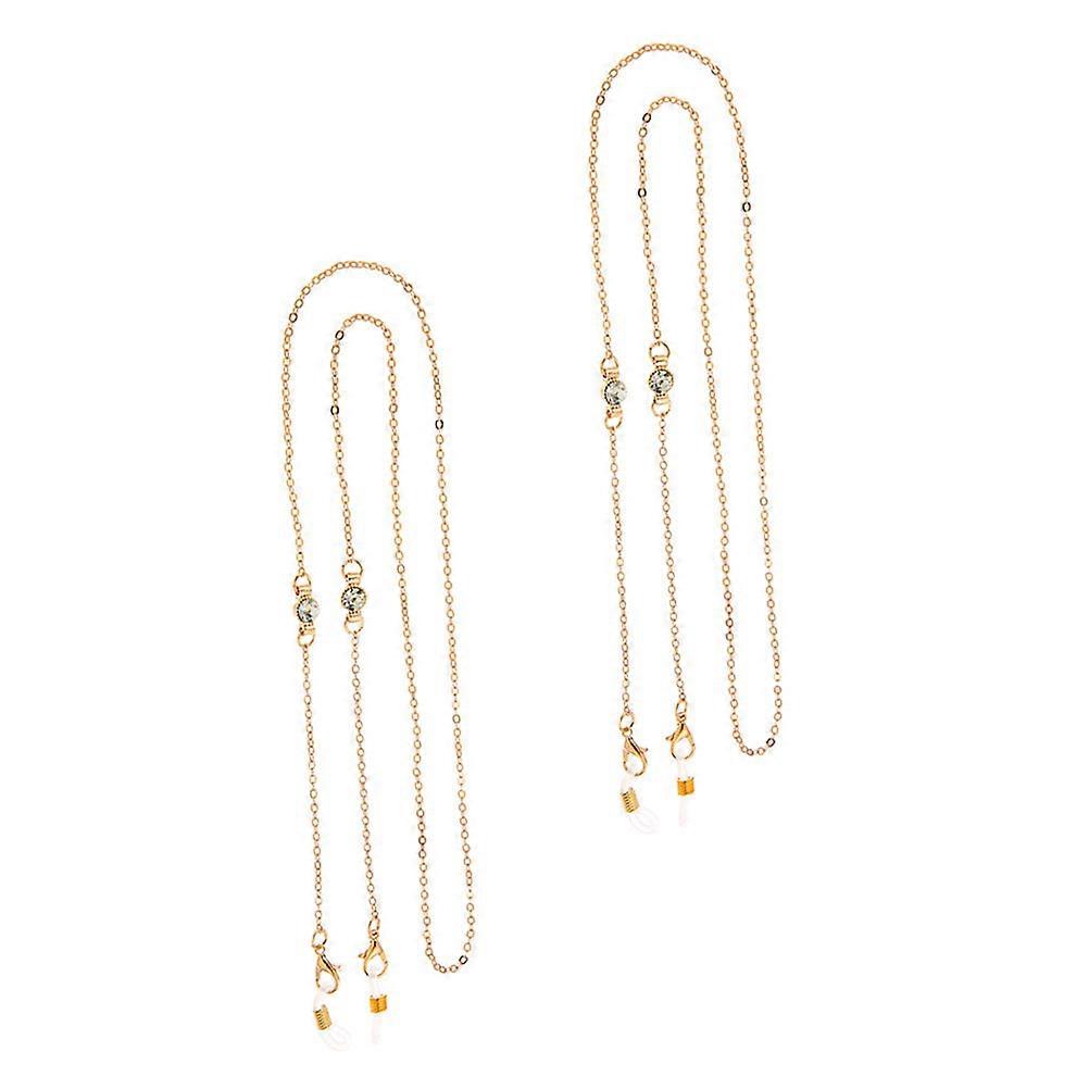 Fashion Eyeglass Strap with Adjustable Connectors for Glasses Anti Slip Loops Metal Golden 2pcs