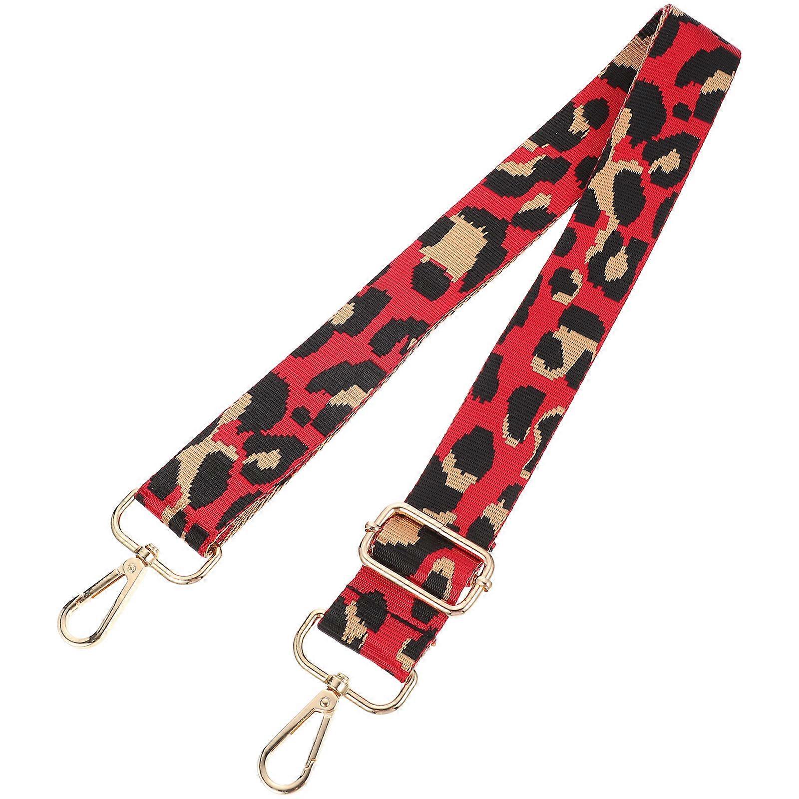 Leopard Print Bag Strap Replacement Strap Cross- Everyday Use Red Gold Buckle 72.5X4X2.5Cm 1Pack