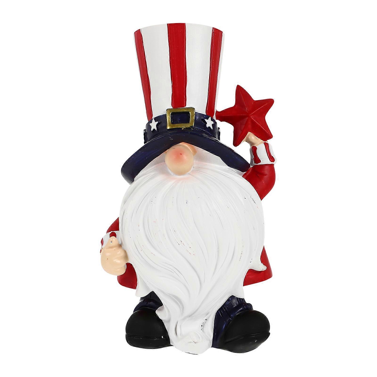 Independence Day Gnome Figurine Resin Dwarf Statue Decoration Festival Ornament for Home Shelf Desk Cabinet Display