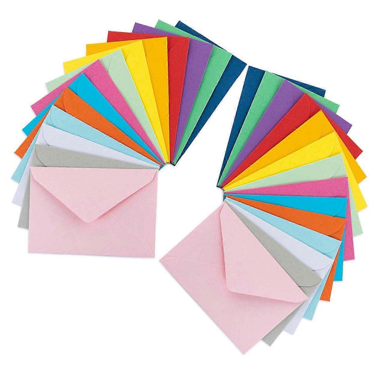 50张彩色小信封套装 文具空白卡片 空白扑克牌 卡片收纳盒 霓虹彩色信封 彩色卡纸