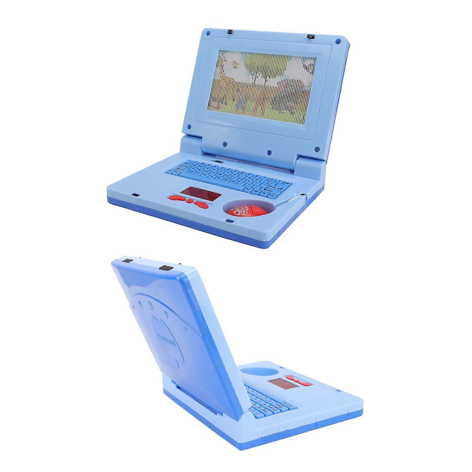 Kids Learning Laptop Educational LED Music Electronic Cognitive Development Simulation Computer Toy Blue Non Retractable Mouse 