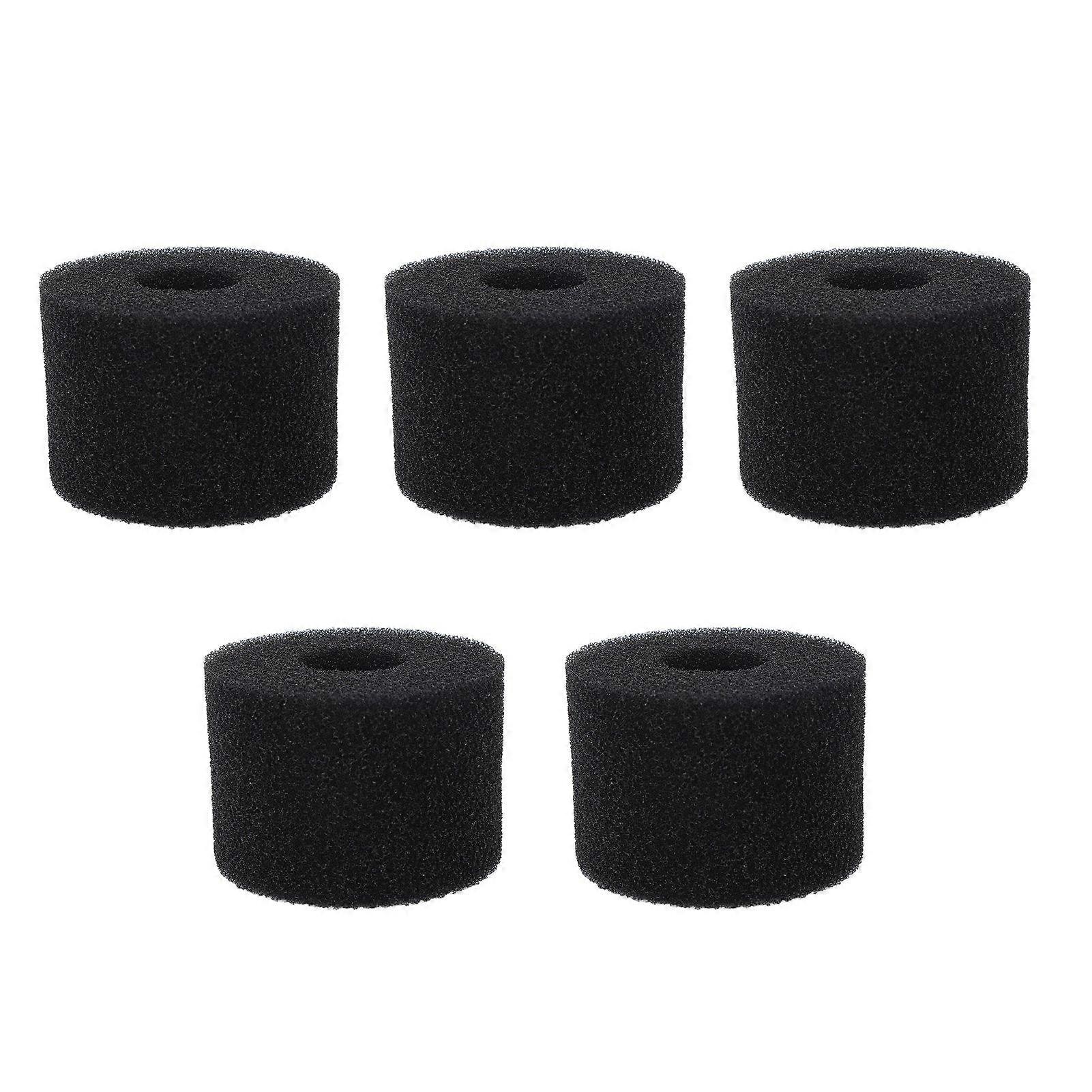 5PCS Pool Filter Sponge PU Sponge Black Reusable Washable Cylindrical Simming Pool Filter Foam for Pool Pump S