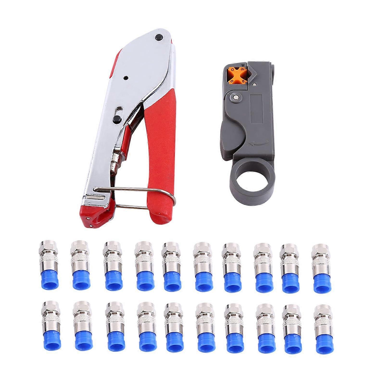 Coaxial Cable Stripper RG6 RG59, Compression F-Connector Crimping Tool, For Home Theater And Security, Universal Design