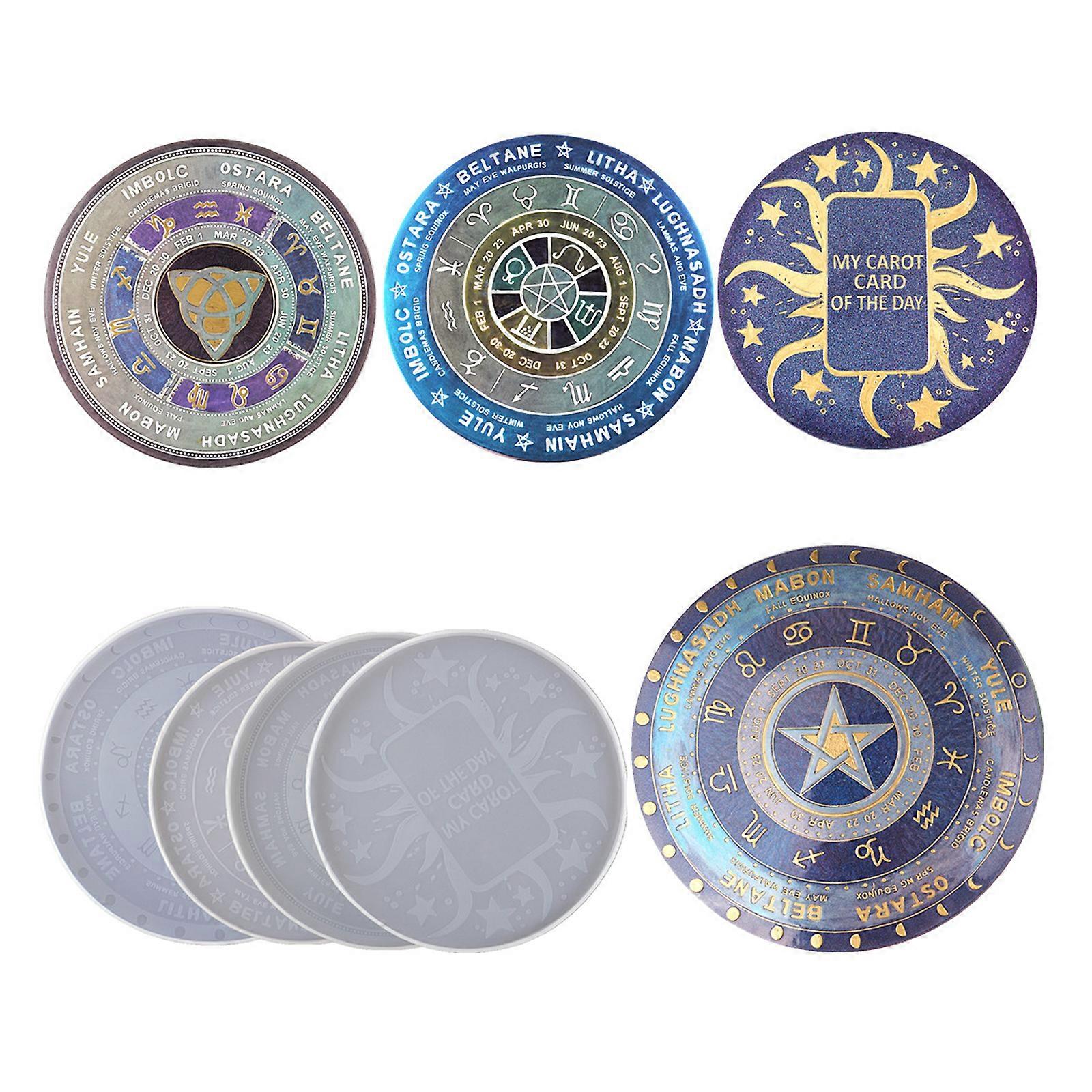 DIY Dropping Glue Epoxy Zodiac Compass Tarot Card Divination Silica Gel Mirror Mold