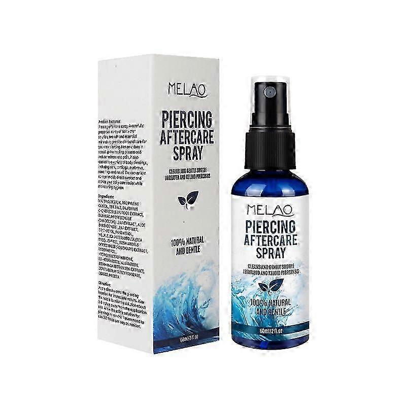 Piercing Aftercare Spray - Saline Solution Natural Keloid Bump Removal - Ear Piercing Cleaner Nose Septum Belly Button Cartilage - Fine Mist 60ml