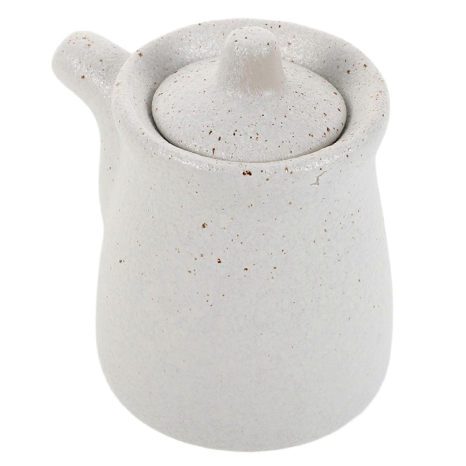 White Ceramic Condiment Bottle Set of 2 for Vinegar Storage in Kitchen