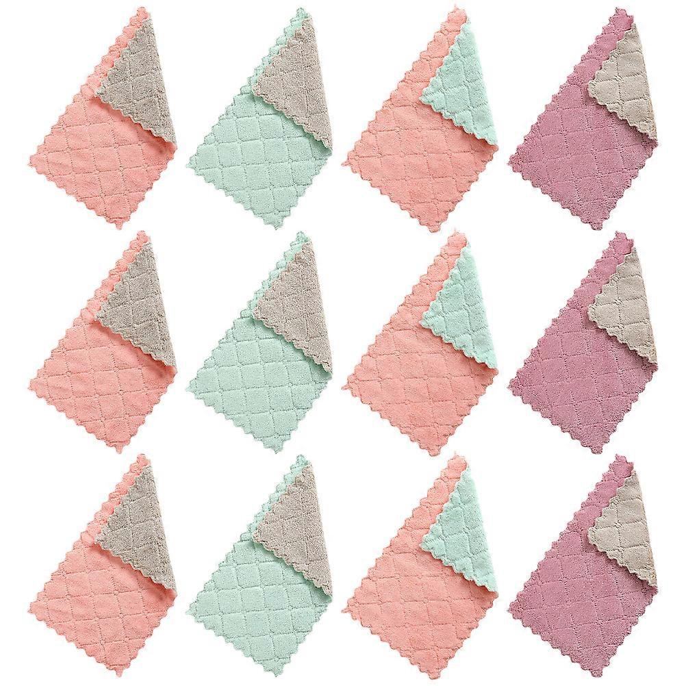 Cleaning Towels Microfiber Kitchen Dish Cloth Decontamination Washing Cloths Pink Grey 9.4×5.5×0.1In 20Pack