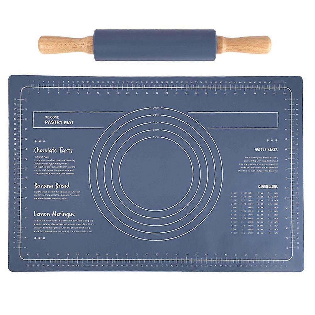 1 Set of Dough Baking Mat Bread Mat Pie Baking Mat Rolling Pin Kitchen Bread Mat
