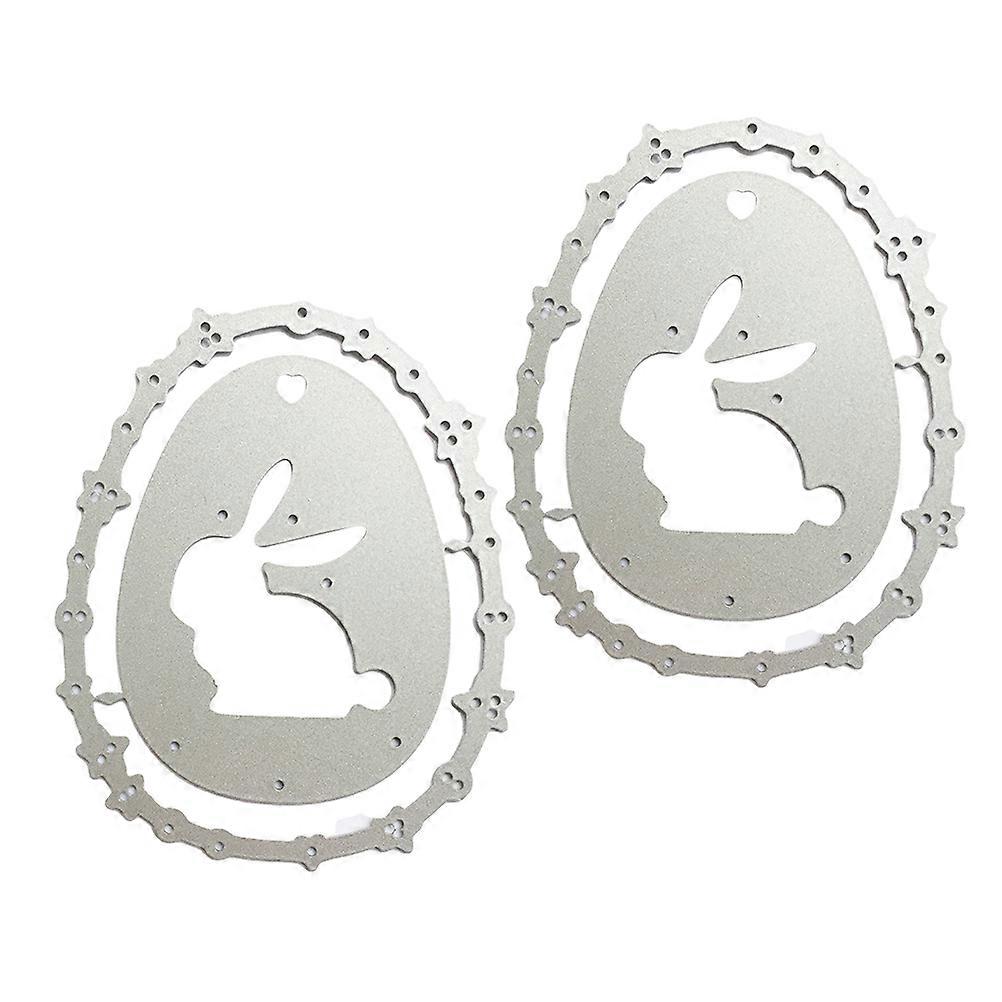 Silver Cartoon Easter Egg Rabbit Cutting Die 2PCS Carbon Steel Craft Making Template