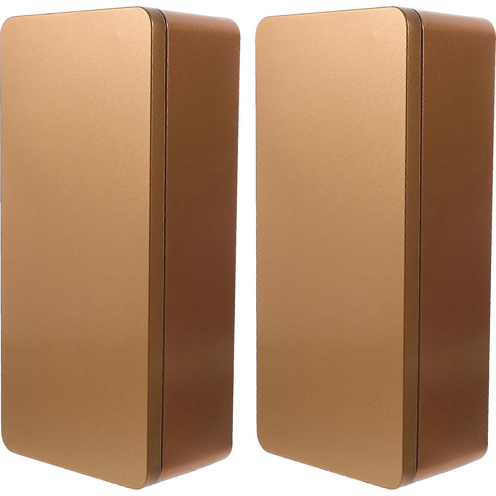 2pcs Rectangular Lidded Tin Boxes for Tea Bags and Tea Leaves Gift Containers