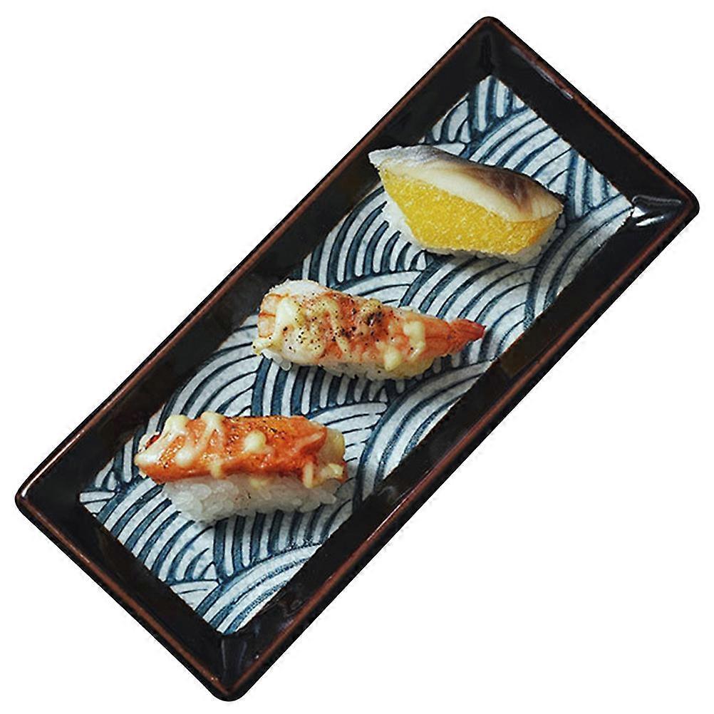 Elegant and Simple Sushi Plate Ceramic Material for Long Use Bars and Hotels 21.5x9cm 1Pcs
