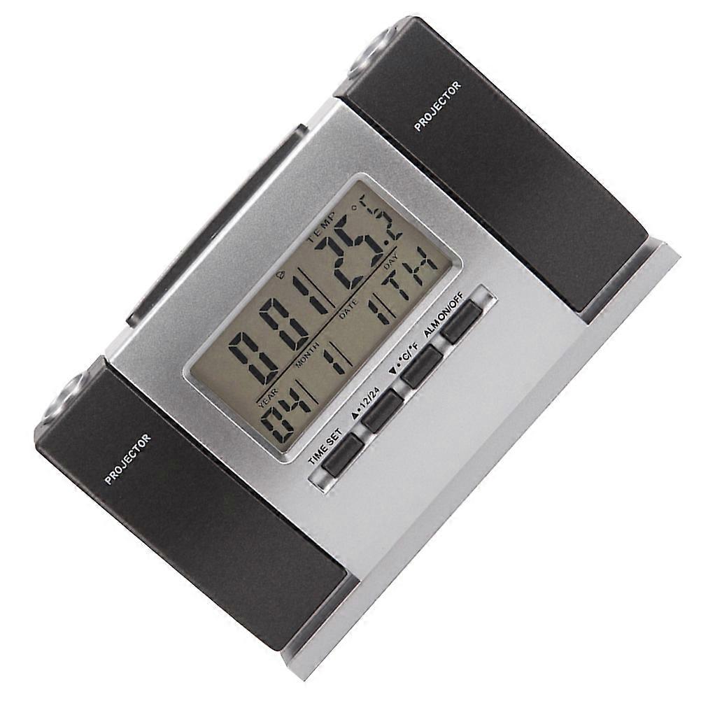 Multifunctional Digital Alarm Clock with Projection Thermometer and Silent Operation Plastic Multi