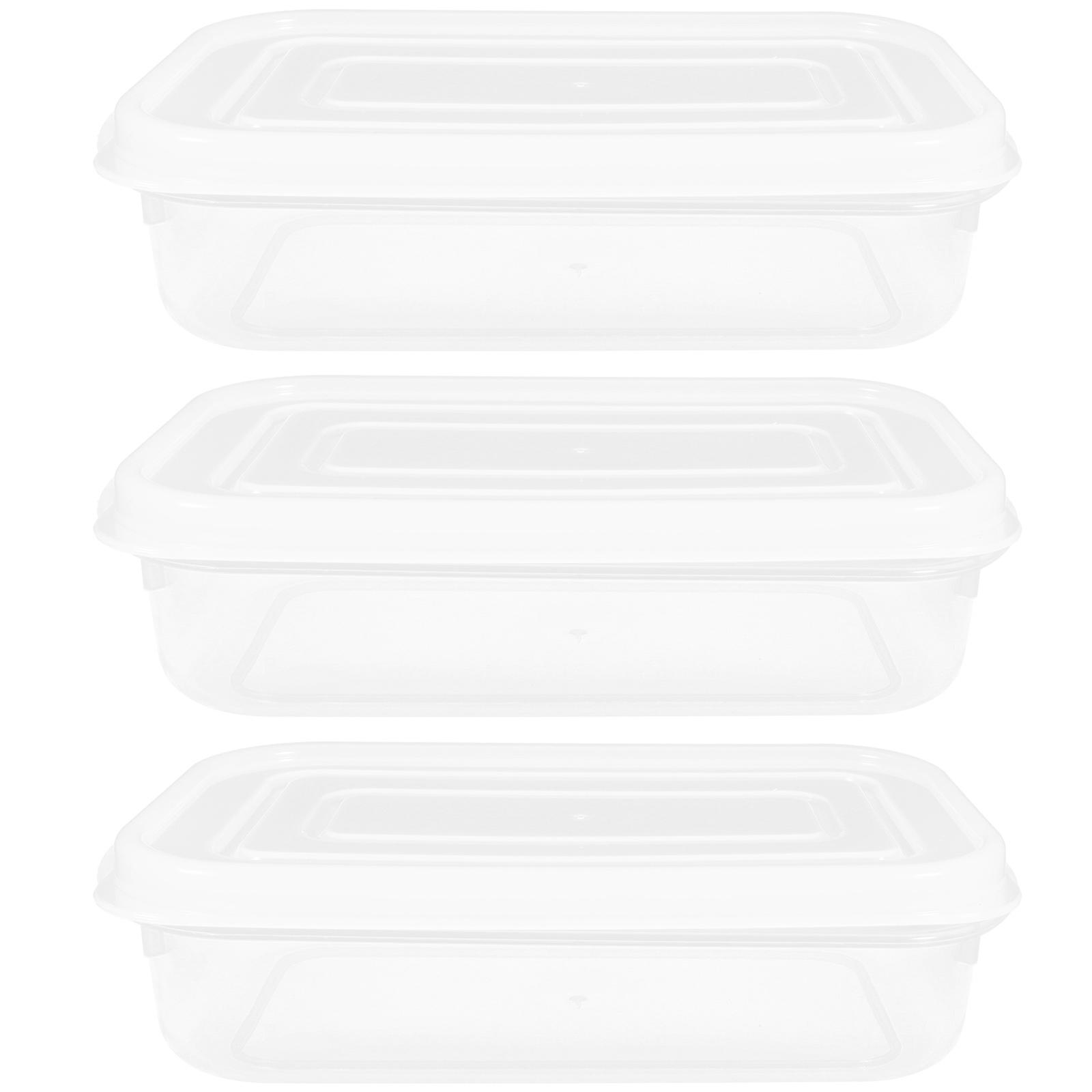 Stackable Food Storage Containers with Lids for Fridge and Freezer Organization White 3pcs
