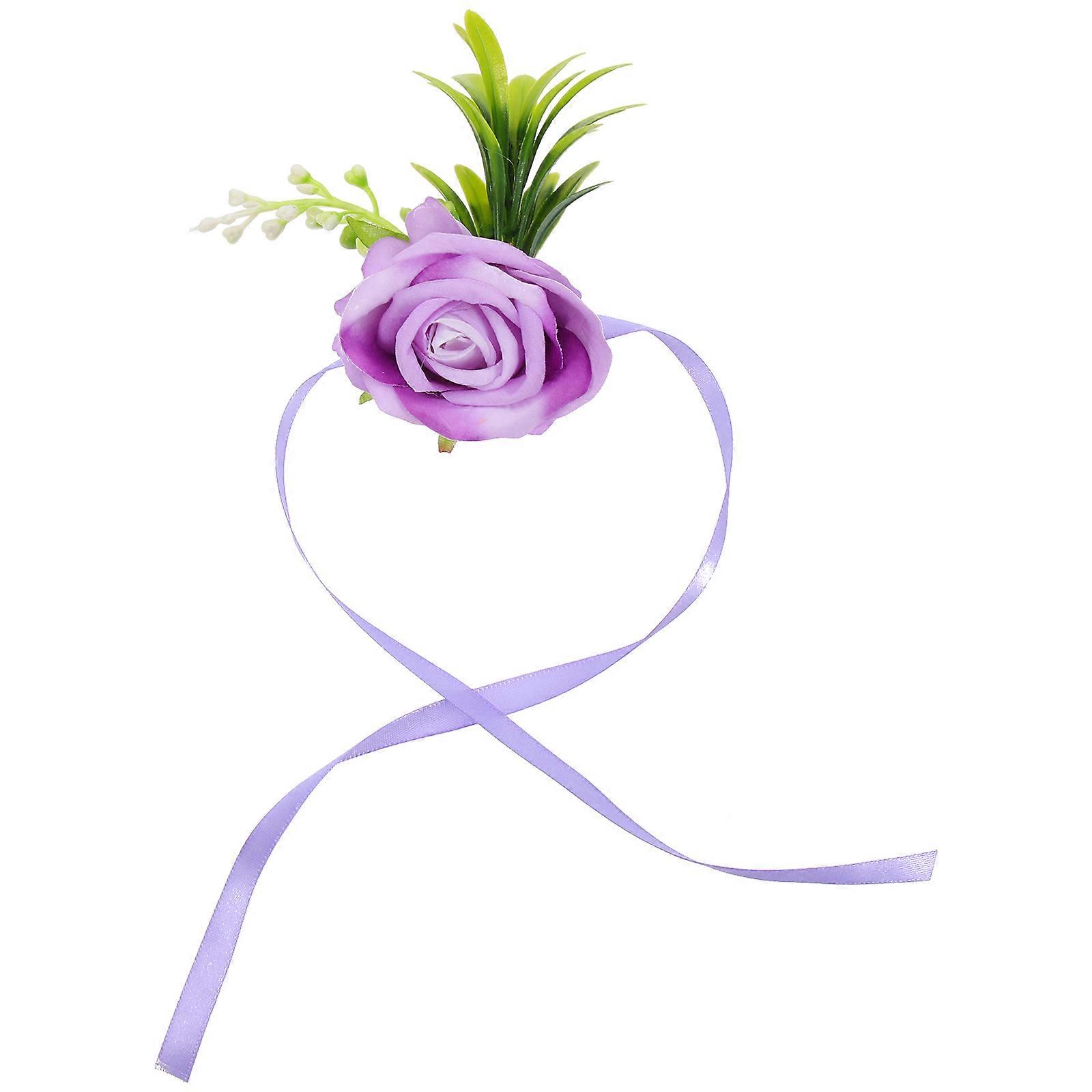 العروس المعصم زهرة الصدار المعصم الفرقة الزخرفية سوار الصدار ريفي ملحق الزفاف الأرجواني الدانتيل 2.75X3.93X1.97in 1 حزمة