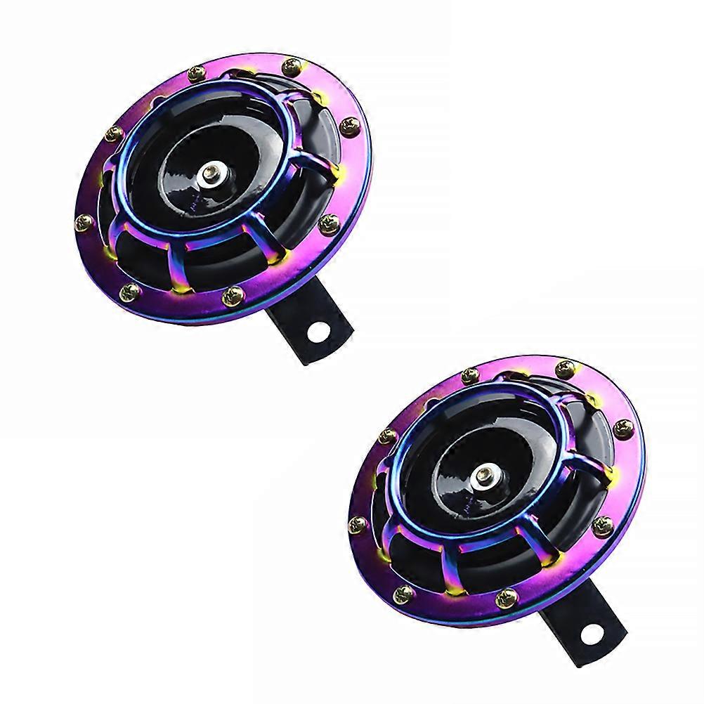 Loud Motorcycle Horn Universal Design 4.9×4.9×2In Iron Remind Pedestrians and Vehicles 1 Pair