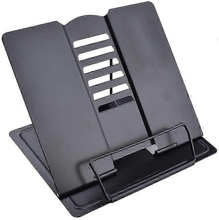Metal Book Stand Folding Reading Stand Anti-Slip Adjustable Desktop Bookend Cookbook Rest Book Holder (Black)