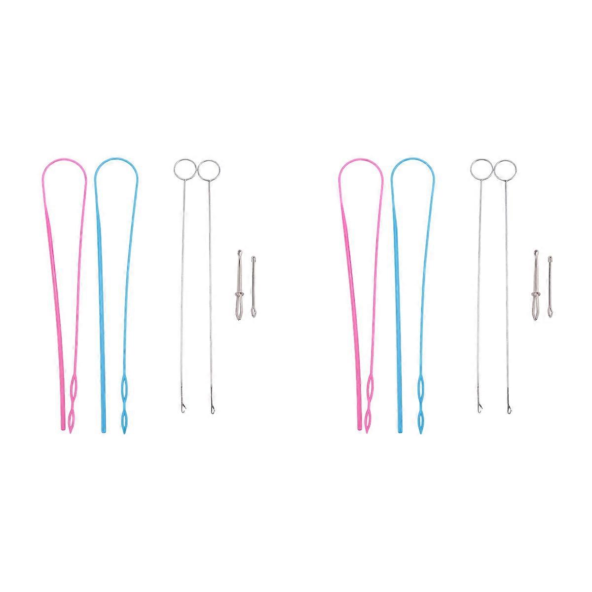 12 Pieces Sewing Loop Kit, Loop Turner Hook Flexible Drawstring Threader Metal Tweezers Long Loop Tu
