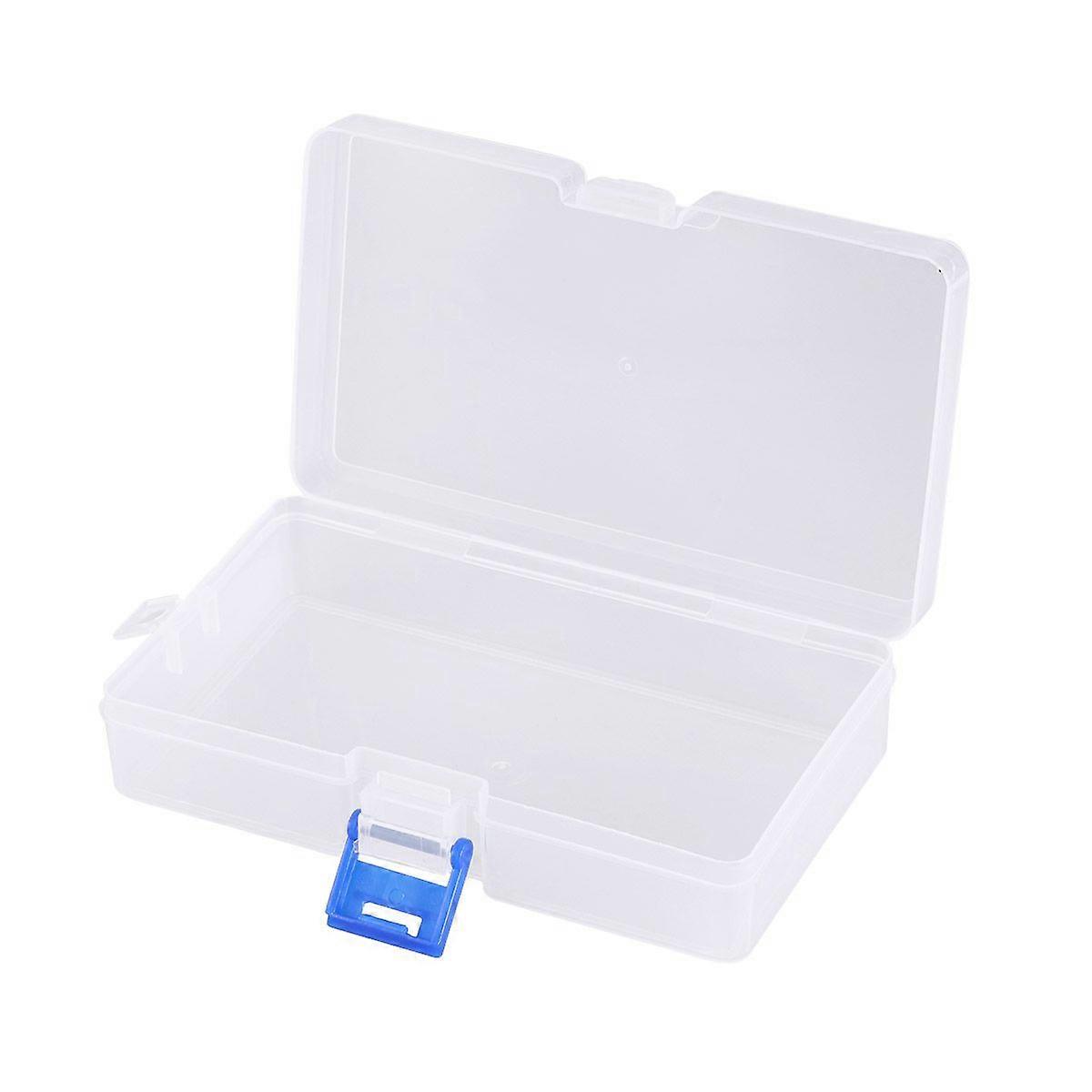 10pcs No Grid Plastic Storage Box Display Box Transparent Storage Organizer (Blue Buckle)