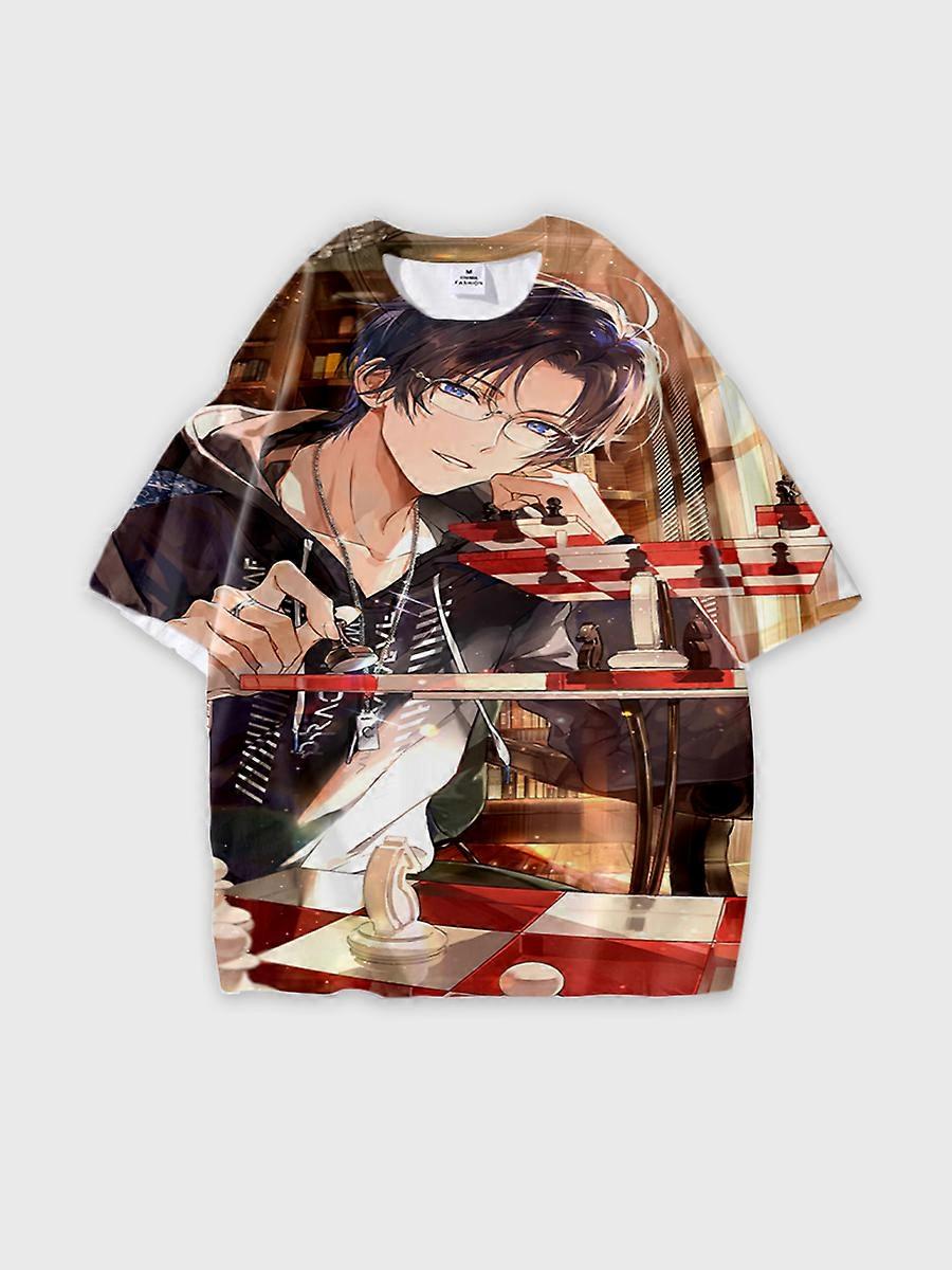 T-shirt round neck Role Pattern loose short sleeve E3535