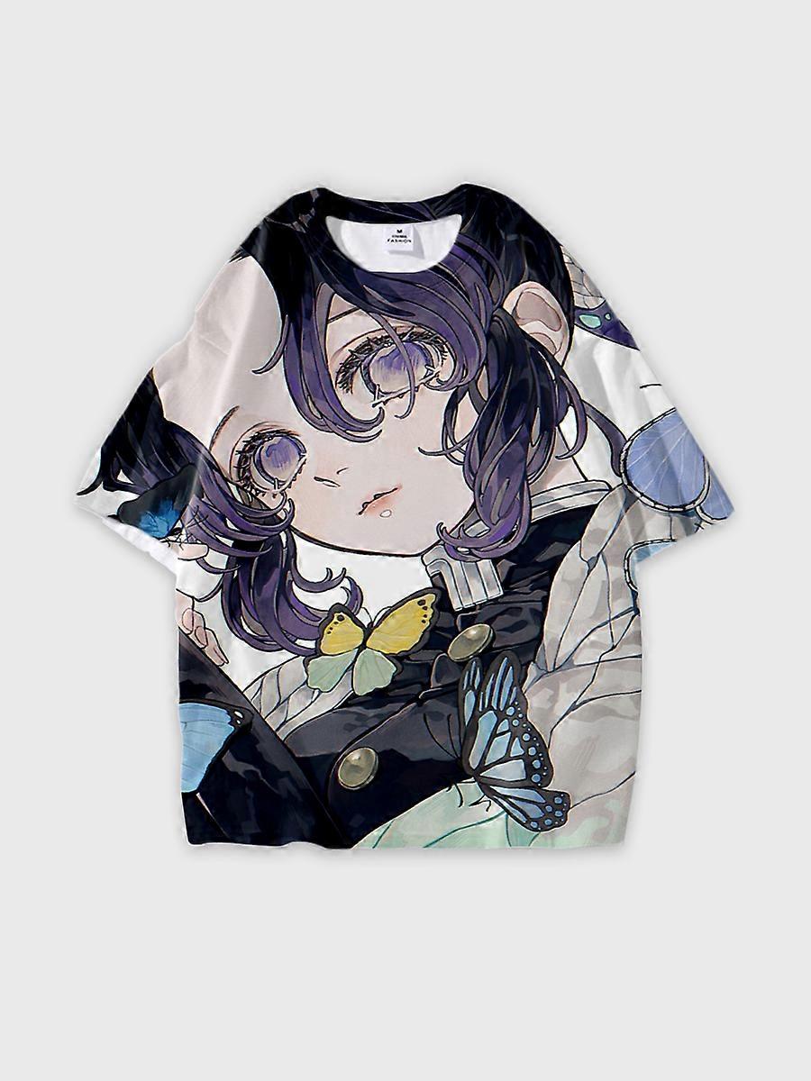 T-shirt round neck Character Pattern loose short sleeve P2015