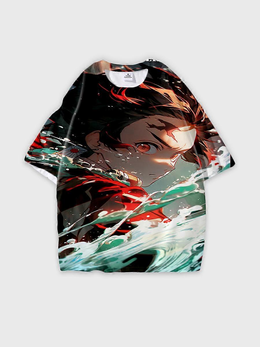 T-shirt round neck Character Pattern loose short sleeve P72