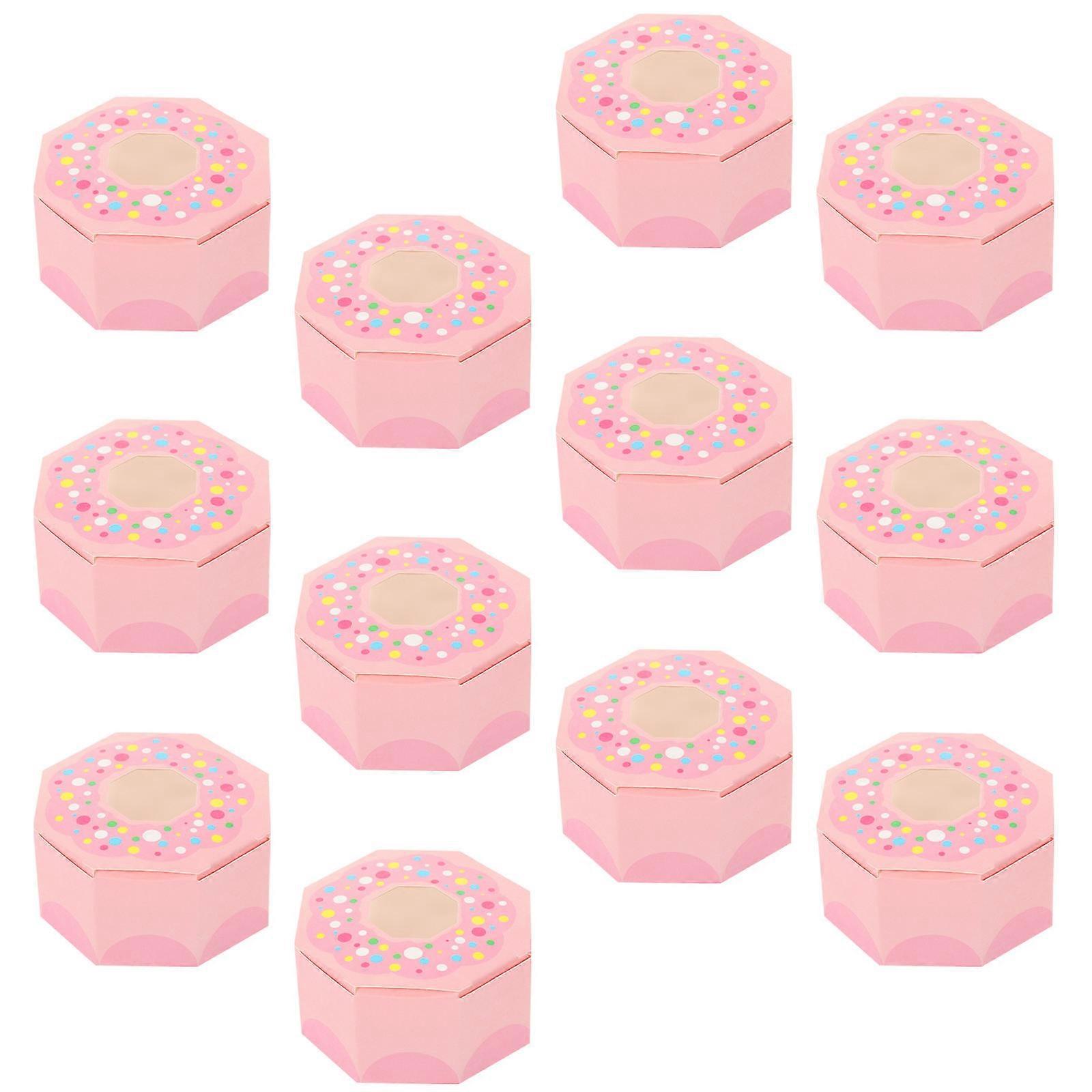 12Pcs Donut Shaped Paper Boxes Souvenir Packaging Boxes Wedding Candies Container