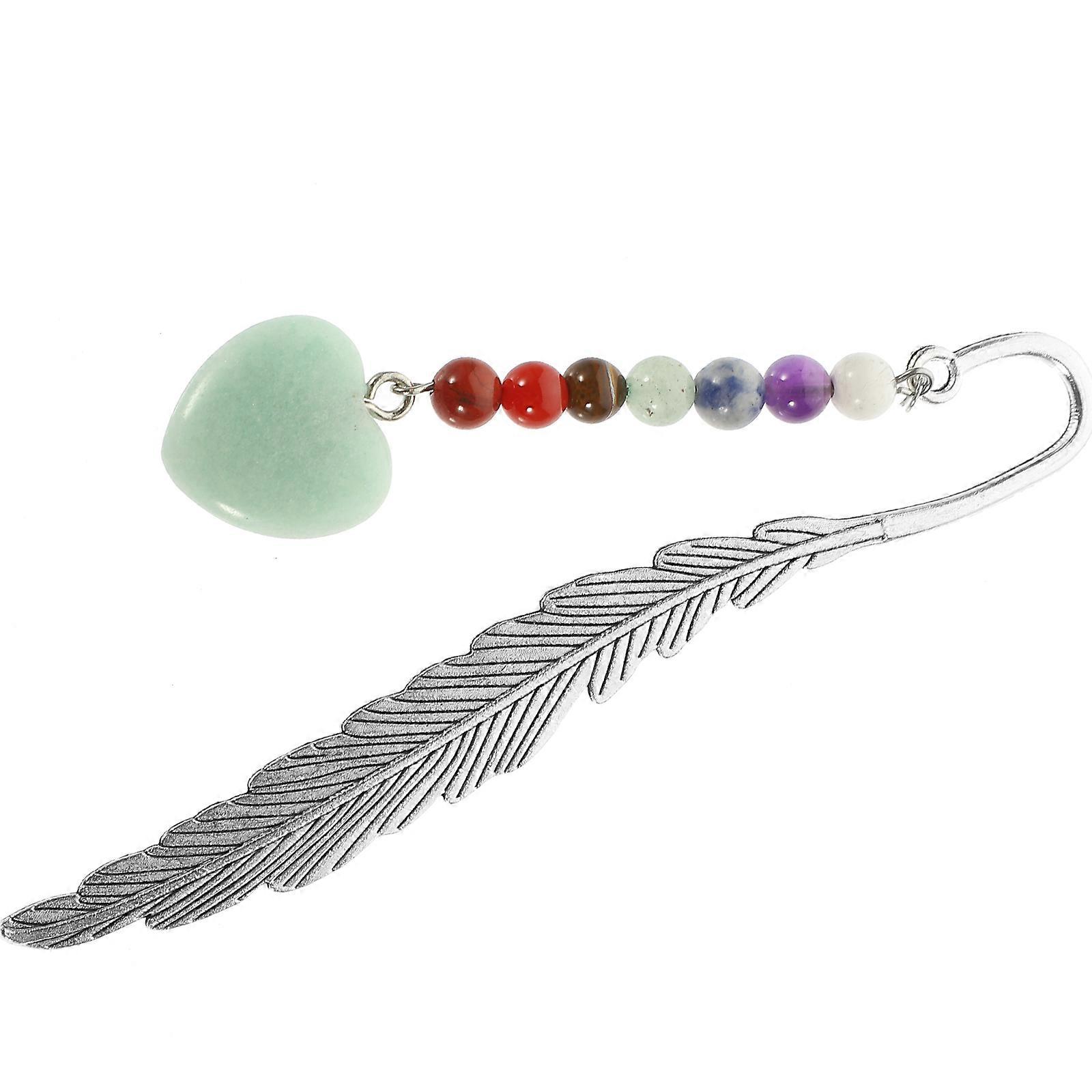 Natural Crystal Pendant Bookmark, Lightweight Plume Shaped Reading Marker with Delicate Design for Portable Use in Books and Office