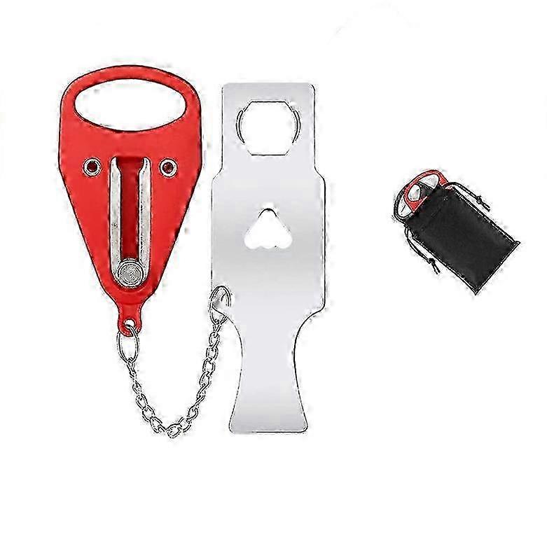Travel-Safe Door Lock in Red for Home Hotel Apartment and School with Anti-Theft and Privacy Features Complete with Storage Bag Edition 0724