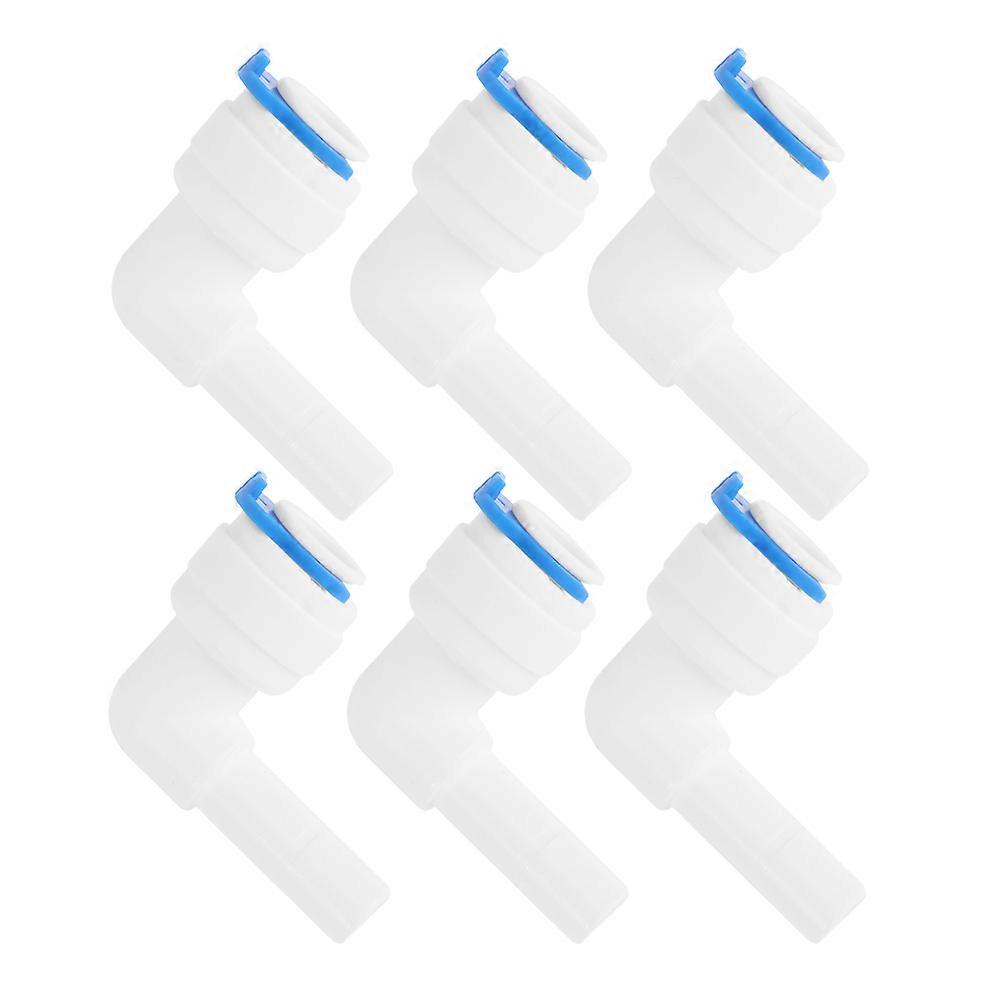 Water Purifier Adapter 6Pcs Angled Fitting Seamless Connection White Color 3/8 Inch Quick Installation