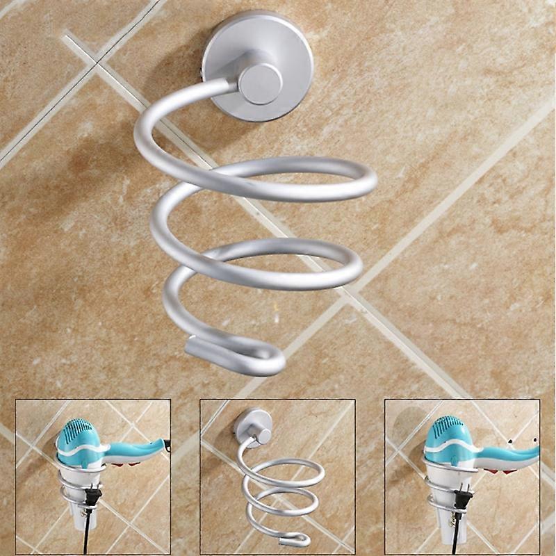 Aluminum Hair Dryer Wall Mount Rack Bathroom TV Flat Spiral Stand Holder Hanger