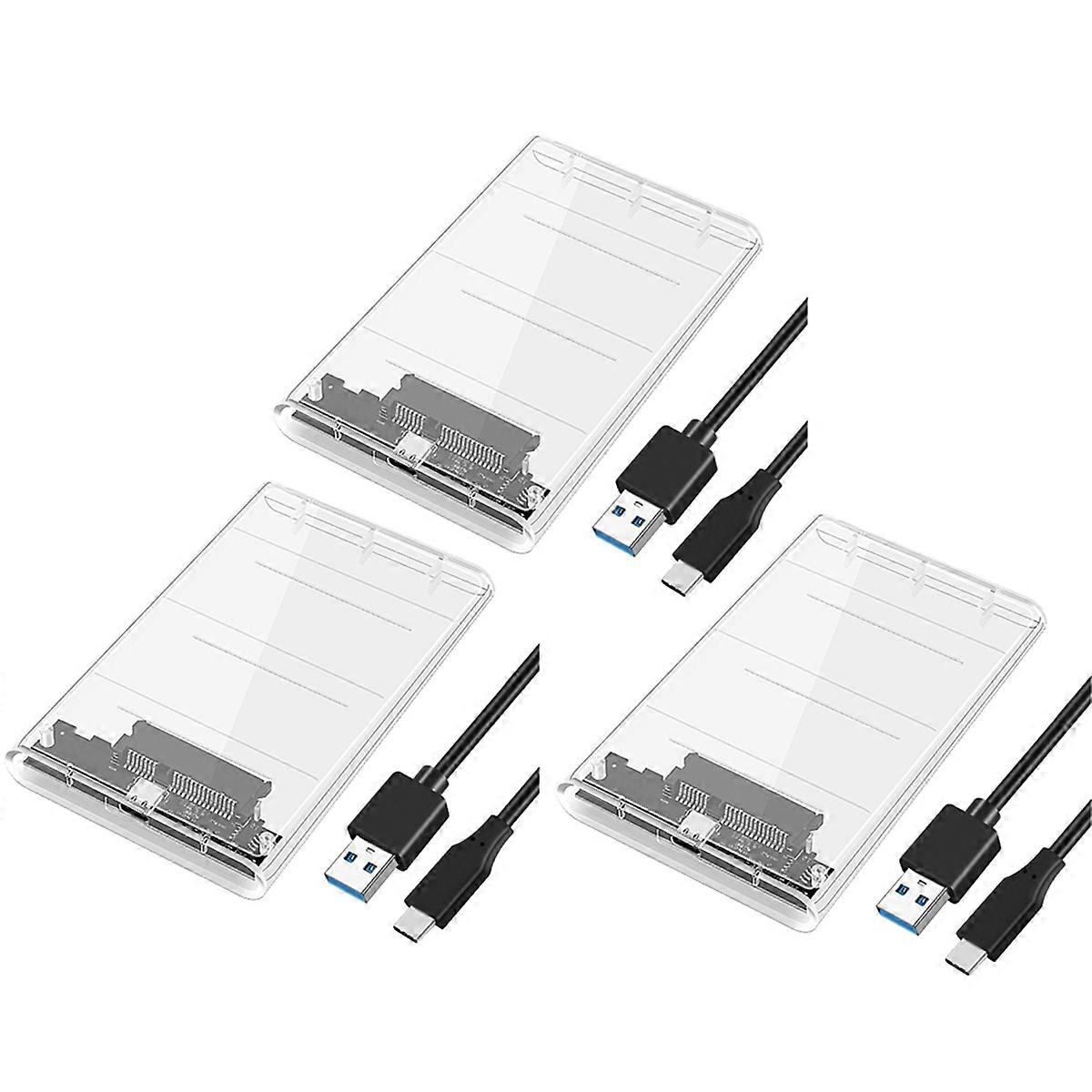 3X USB3.0/Type-C HDD Enclosure of 2.5 Inch Hard Disk Case SSD SATA3 to USB 3.0 Transparent HDD Box U