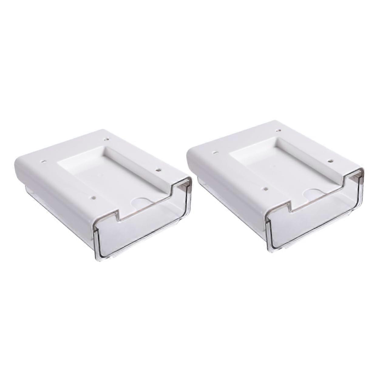 Under-Desk Organiser 2 Pack, Self-Adhesive Hidden Storage Box for Stationery and Cosmetics, Durable Space-Saving Design for Office and Home