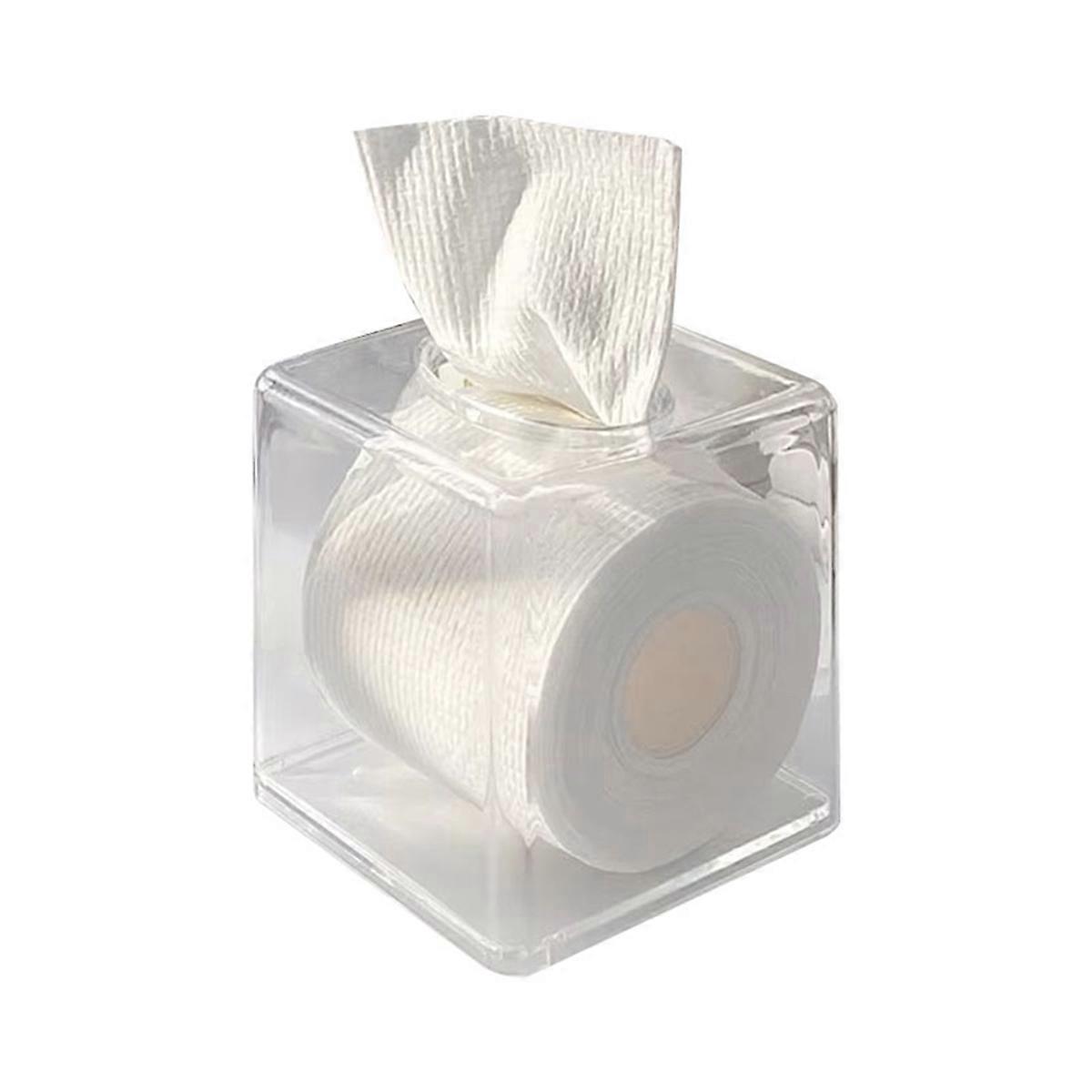 1pc Transparent Tissue Box Tabletop Bathroom Roll Paper Container Kitchen Home Use