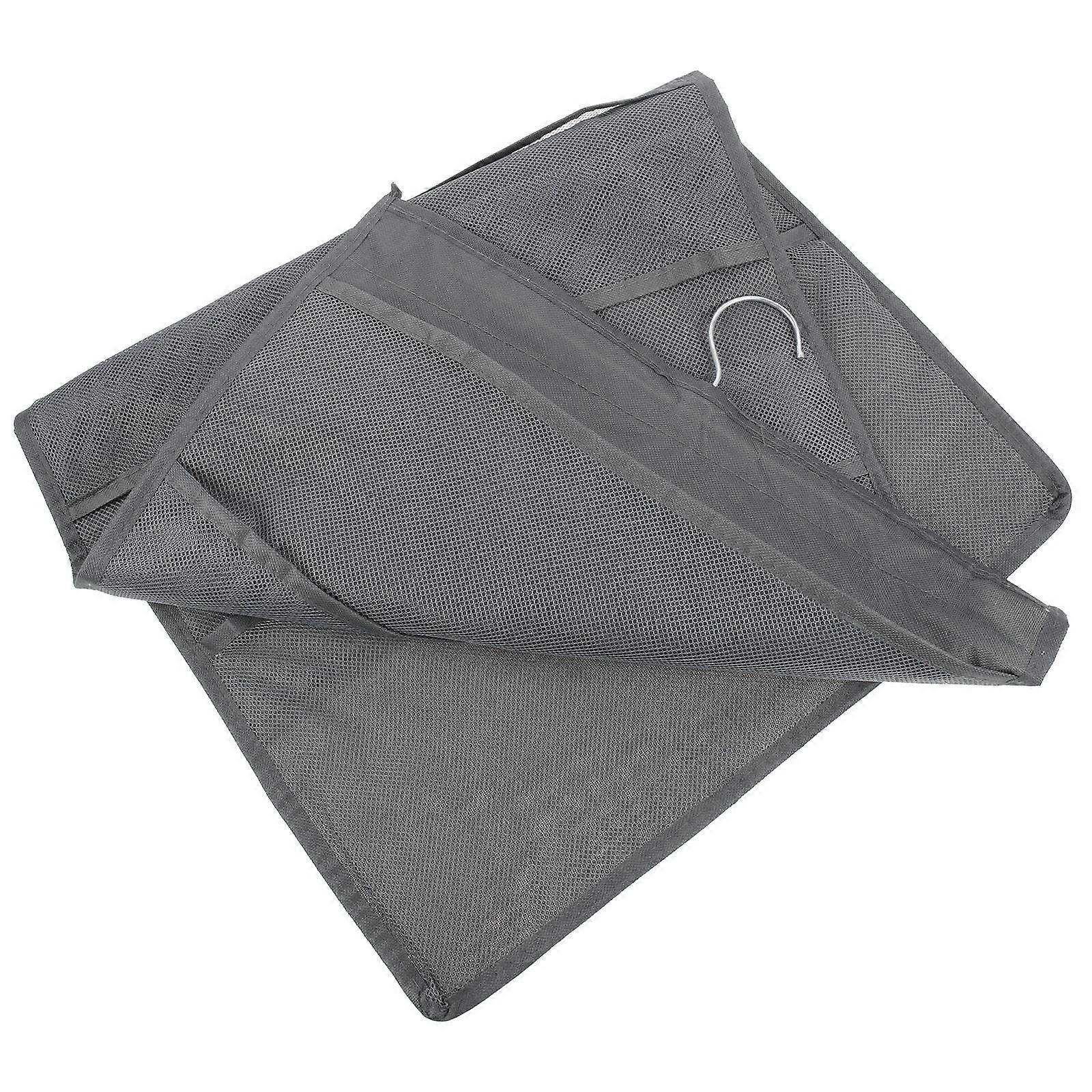 Dark Grey Hanging Storage Bag with 15 Compartments Mesh Pockets for Underwear Socks Bras Organizing 16.5x11 inches