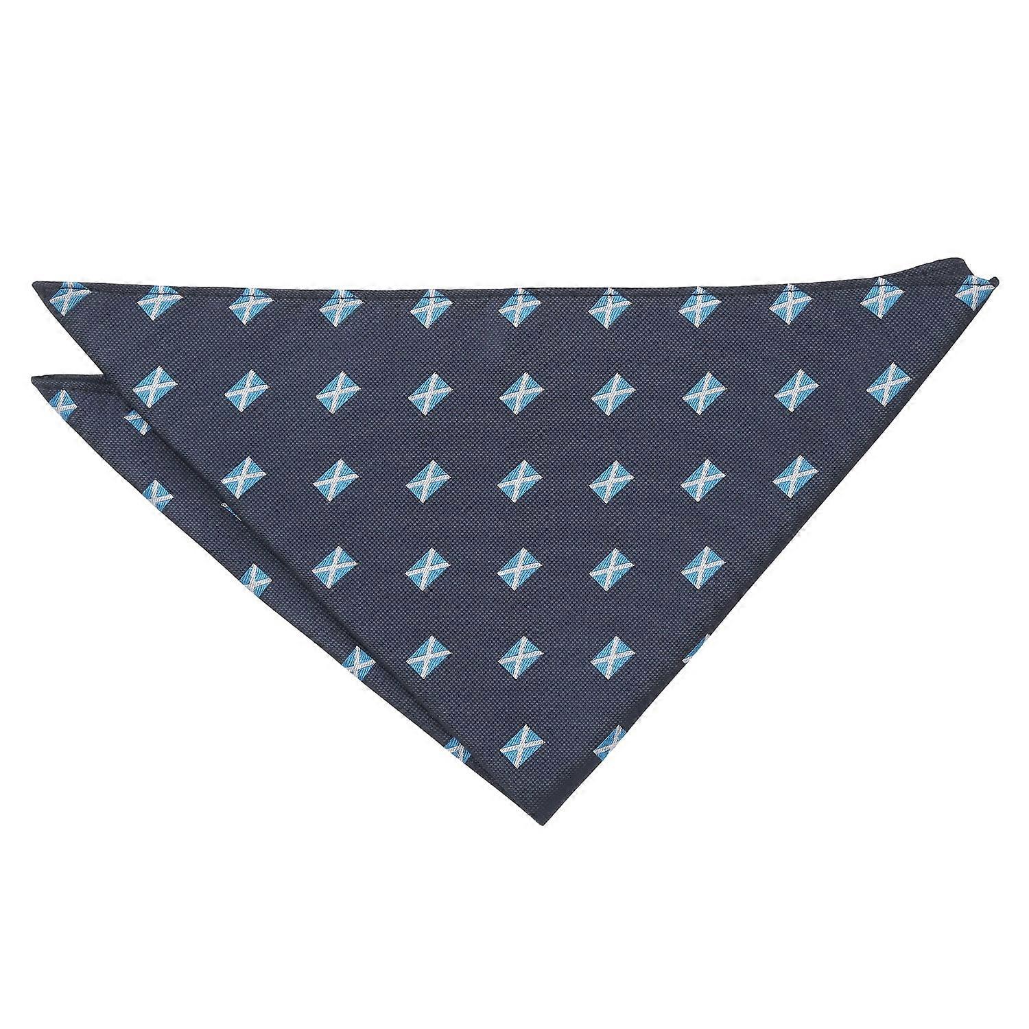 Navy Blue Scottish Flag Embroidered Pocket Square