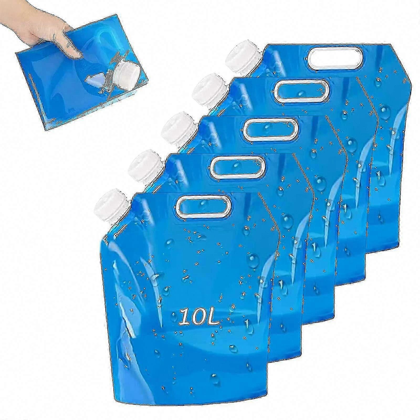 5 Pack 10L πτυσσόμενες τσάντες αποθήκευσης νερού - BPA Free, Στεγανότητα, Φορητό για κάμπινγκ, πεζοπορία, έκτακτης ανάγκης &; οικιακή χρήση
