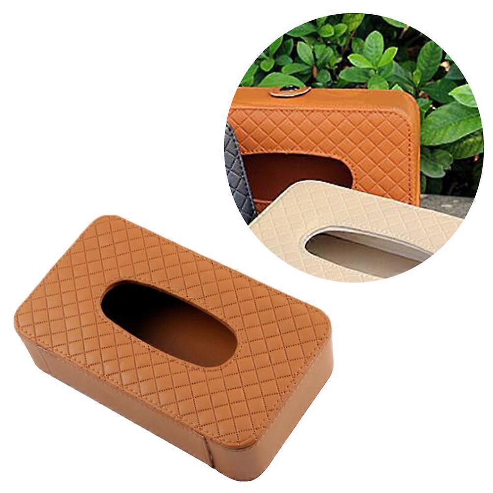 PU Tissue Container with Fashion Design for Home Car Office Use Brown 7x5 Inches