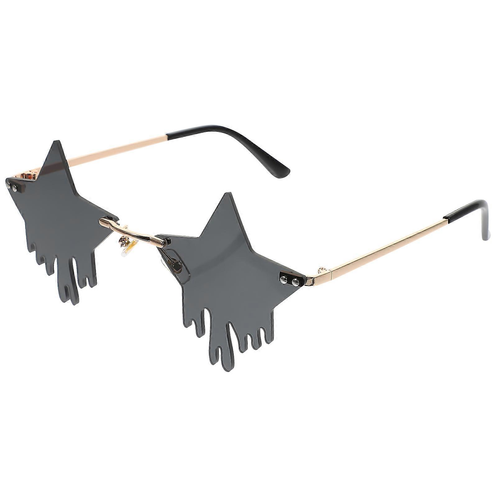 Star Sunglasses for Party Strong PC Material Grey Color Creative Design for Playing 5Pointed Drop Style