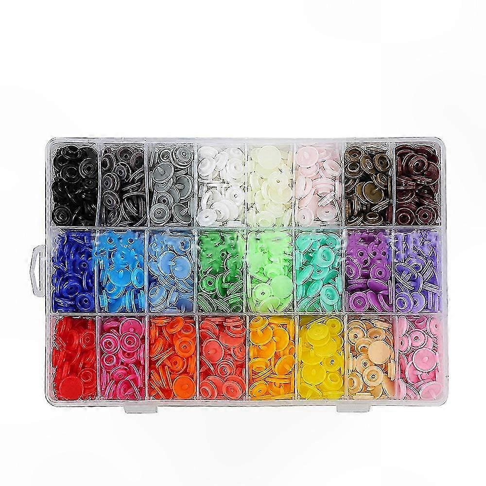 24 Assorted Colors T5 Plastic Snaps 12mm, 400 Pieces with Storage Box