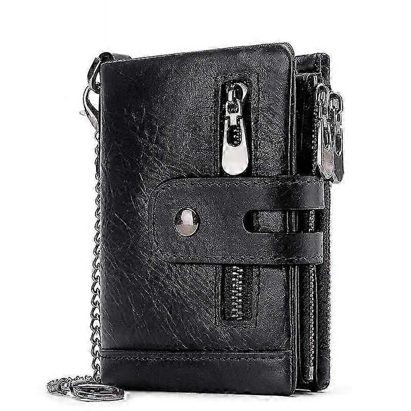 RFID Anti-Diebstahl Swipe Geldbörse Dreifach gefalteter Multi-Kartenschlitz Crazy Horse Leder Herren Leder Geldbörse (rot)
