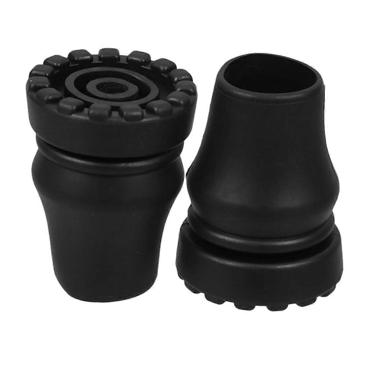 Crutch Feet Non-Slip Pad Replacement, 2 Pcs, Crutch Bottom Tips, Aluminum Alloy, Black, For Women Walking Sticks