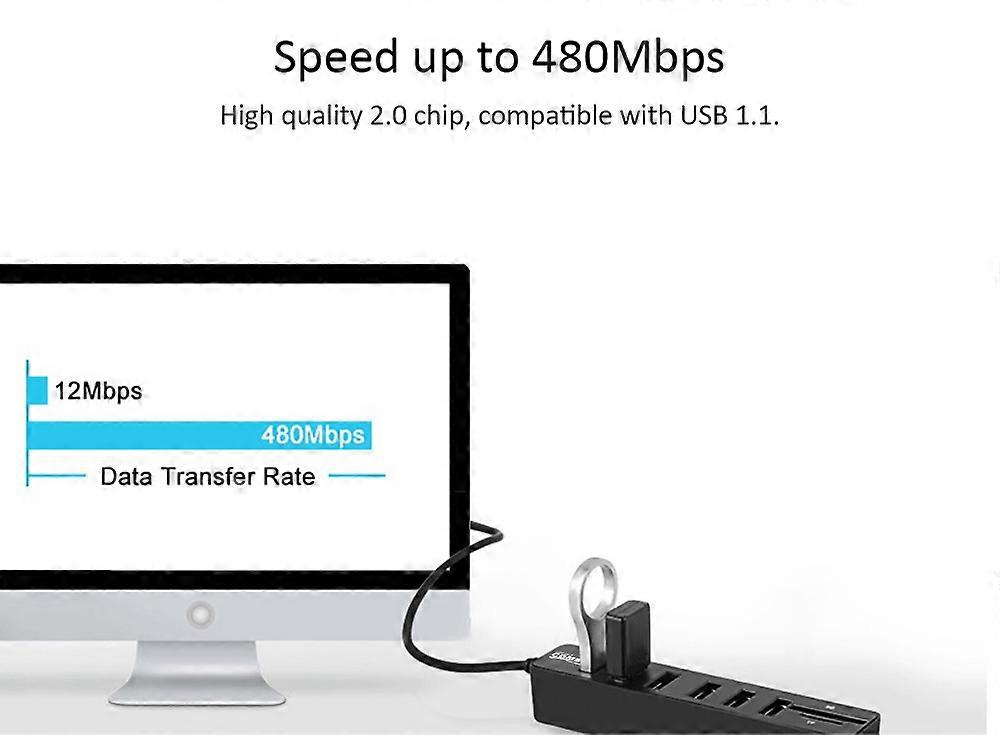 JDL-HSD8 USB Hub Combo Splitter 3/6 Ports Optional USB 2.0 High Speed Mini 2 In 1 SD TF Card Reader for Laptop Computer