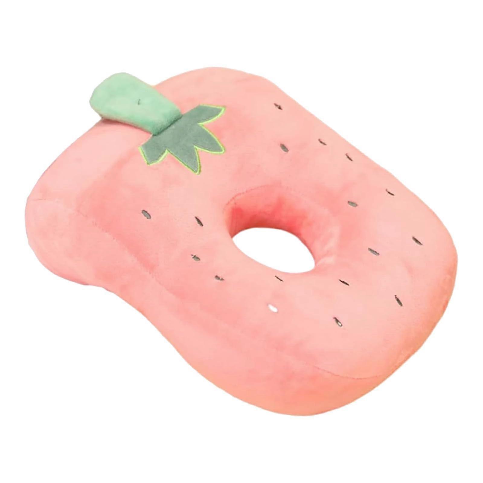 Ear Piercing Pillow Memory Cotton With Ear Hole Pink Strawberry Napping Pillow For Planes Classrooms Offices Libraries