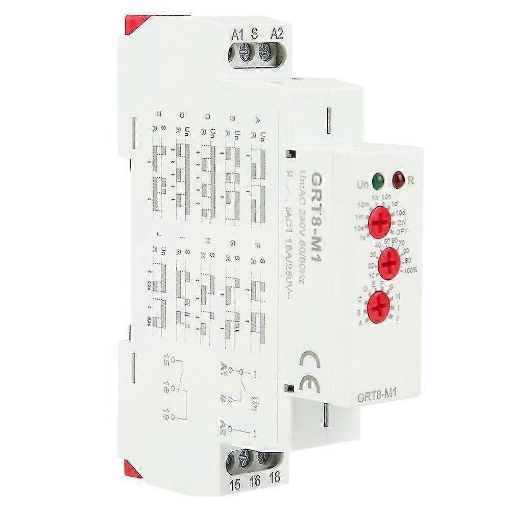 GRT8?M1 Multifunctional Delay Time Relay with 10 Functions DIN Rail Mount AC 230V