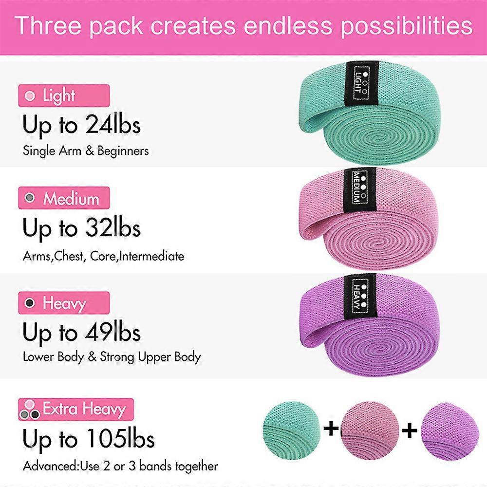 3PCS Sports Exercise Resistance Loop Bands Set Elastic Booty Band Set with Carry Bag for Yoga Home Gym Training