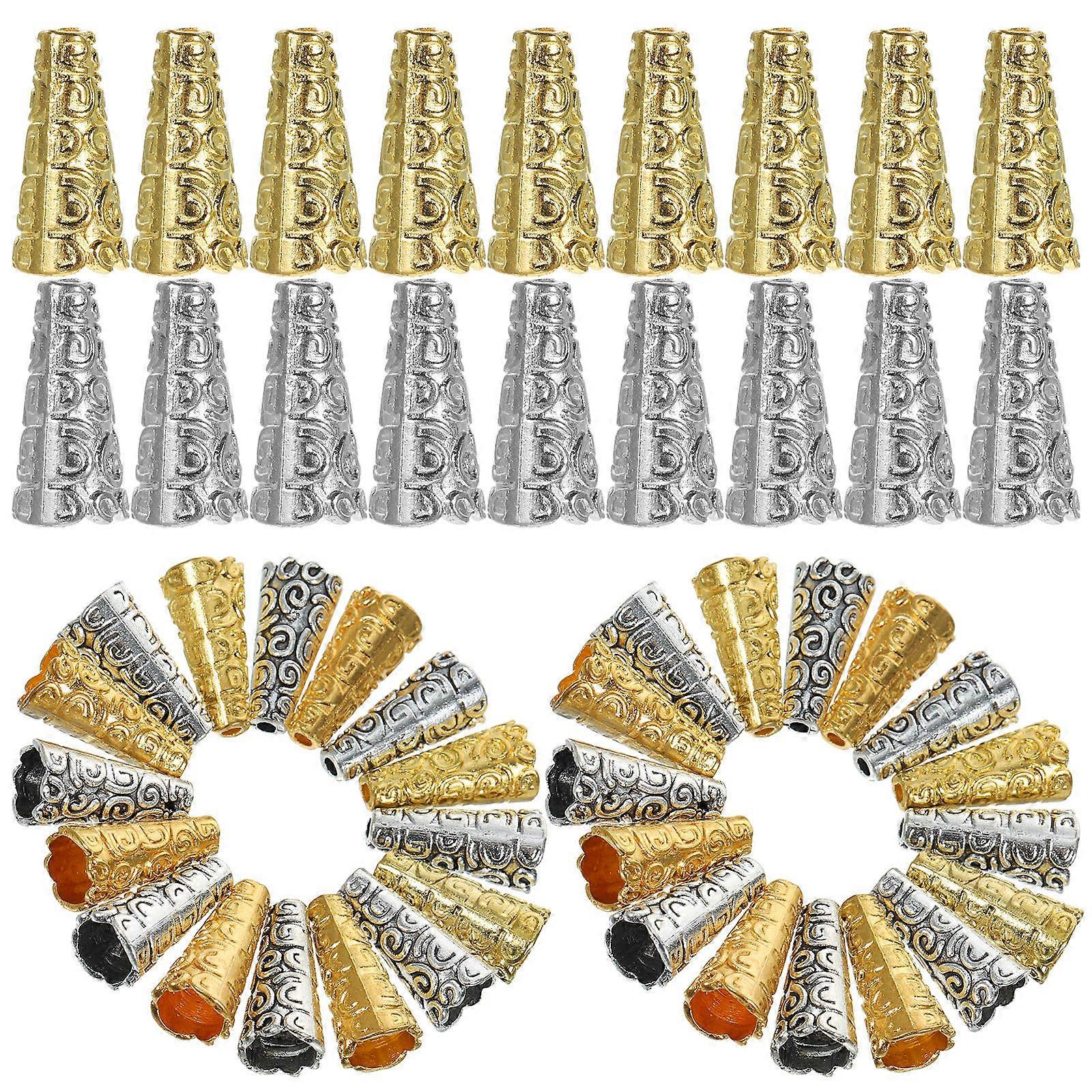 Alloy Tassel End Caps for DIY Use Assorted Color Classic Design 100 Pieces