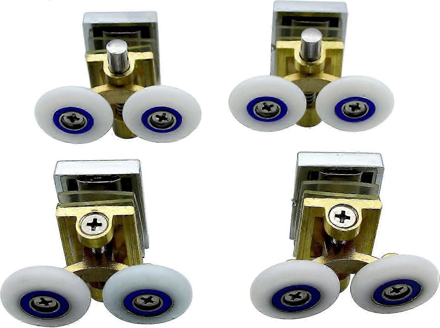 4er-Pack Duschtürrollen - 25mm Räder, Messing-Stützarm für Duschkabine
