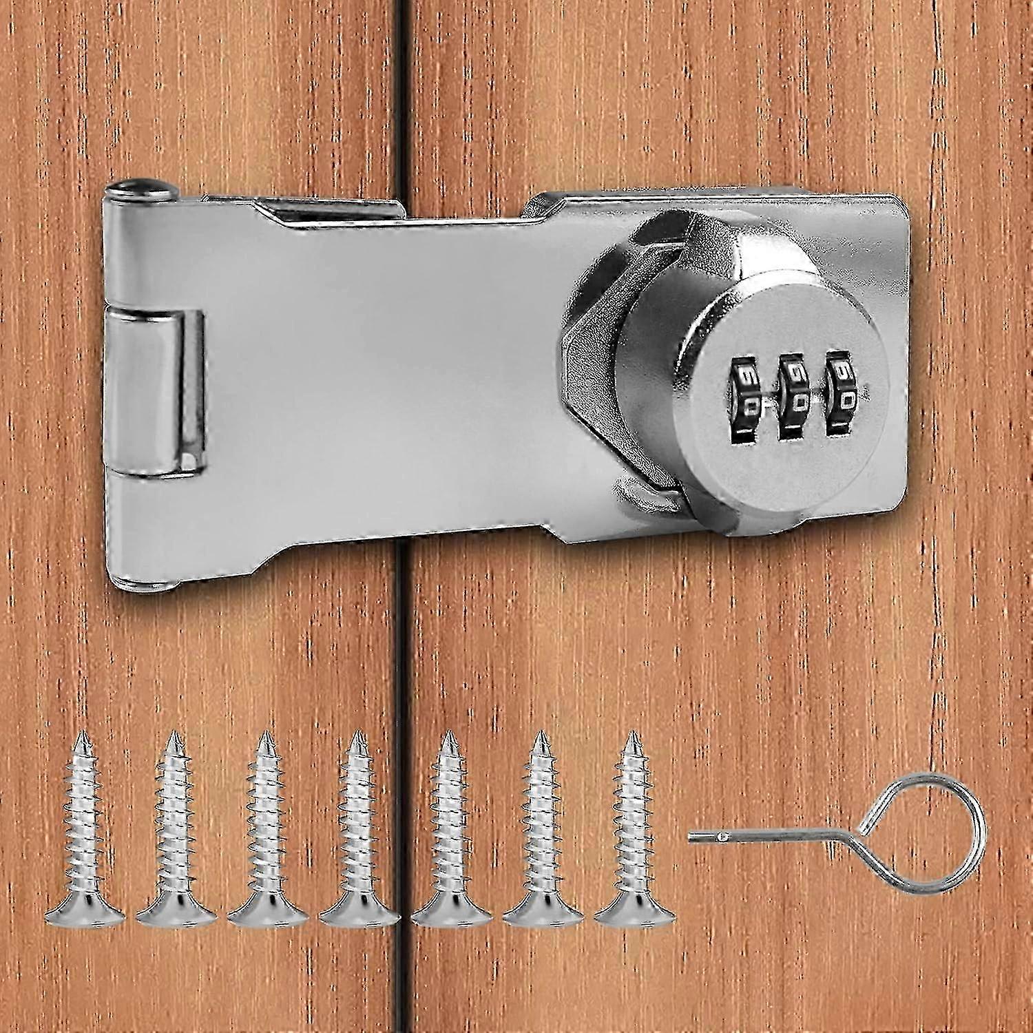 3-Digit Password Cabinet Lock, 180 Degree Bifold Door Hasp for Home Office Security