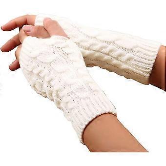 Women's Fingerless Gloves Winter Arm Warmers Gloves Ladies Short Knitted