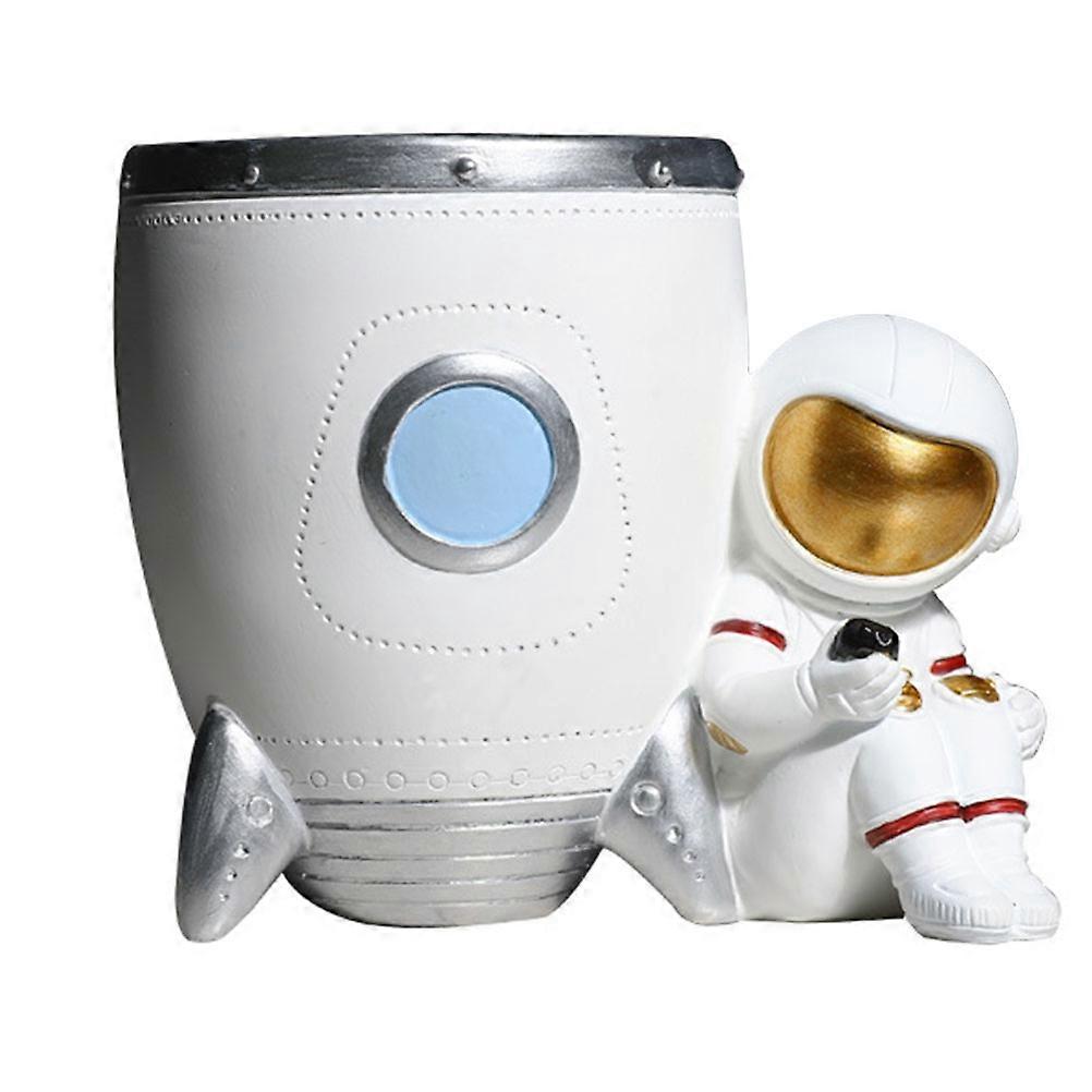 Resin Desktop Organizer for Pens and Makeup Tools with Spaceman Design Assorted Color 1Pc